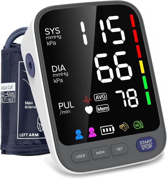 Medical Blood Pressure Monitors, Upper Arm Large Cuff Blood Pressure Machine for Home Use, Super Large 6.4” LED Display | CE Certified | MHRA Registered | 2 * 120 Sets Memory | Heart Rate Monitor