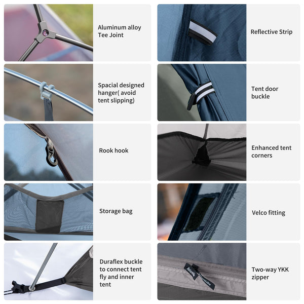 Naturehike Cloud up 1 Person Backpacking Tent Lightweight Camping Hiking Dome Tent for 1 Man