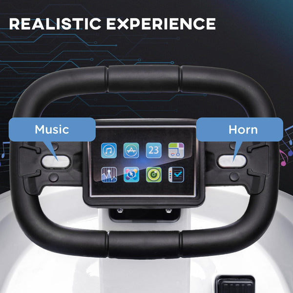 HOMCOM Kids Bumper Car 360° Rotation Spin Waltzer Car 6V Electric Ride On Car with 2 Speeds, Music, Lights for 18-48 Months - White