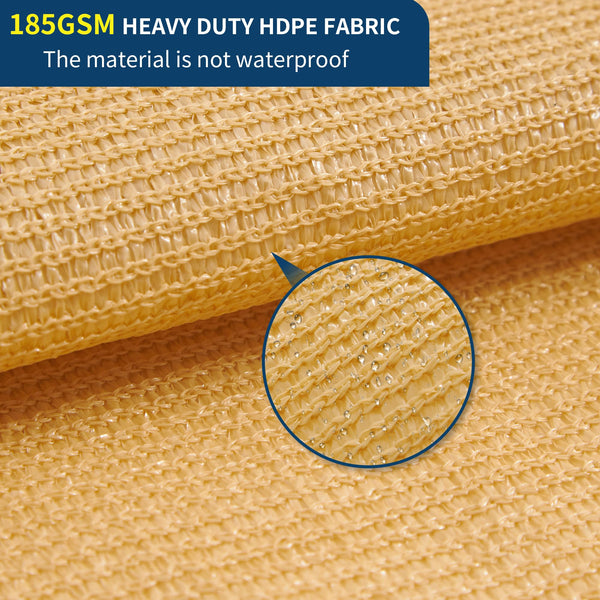 EMEKIAN Rectangle 3.1m x 3.1m Sun Shade Sail, UV Block Sunshade Canopy, Sand Permeable Patio Cover for Garden Backyard Outdoor Facility and Activities