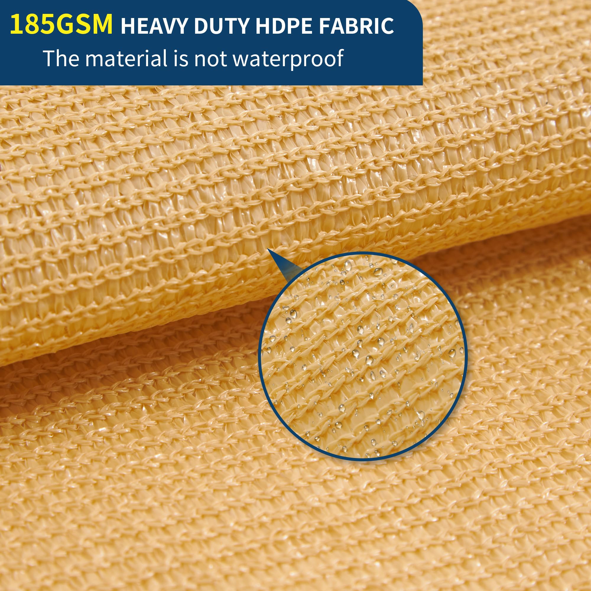 EMEKIAN Rectangle 2.4m x 3.1m Sun Shade Sail, UV Block Sunshade Canopy, Sand Permeable Patio Cover for Garden Backyard Outdoor Facility and Activities