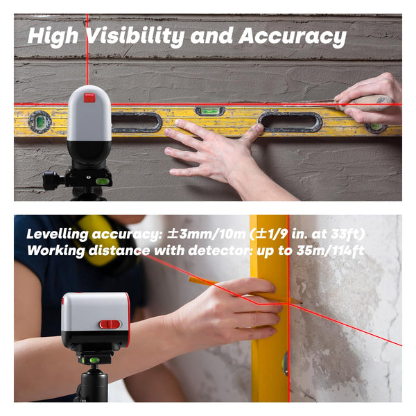 Enventor Rechargeable Laser Level, 25M 2200mAh Li-ion Battery Green Laser Level Self Leveling with Pulse Mode, 7 Hours Working Time, 360° Magnetic Base, Switchable Horizontal/Vertical/Cross line