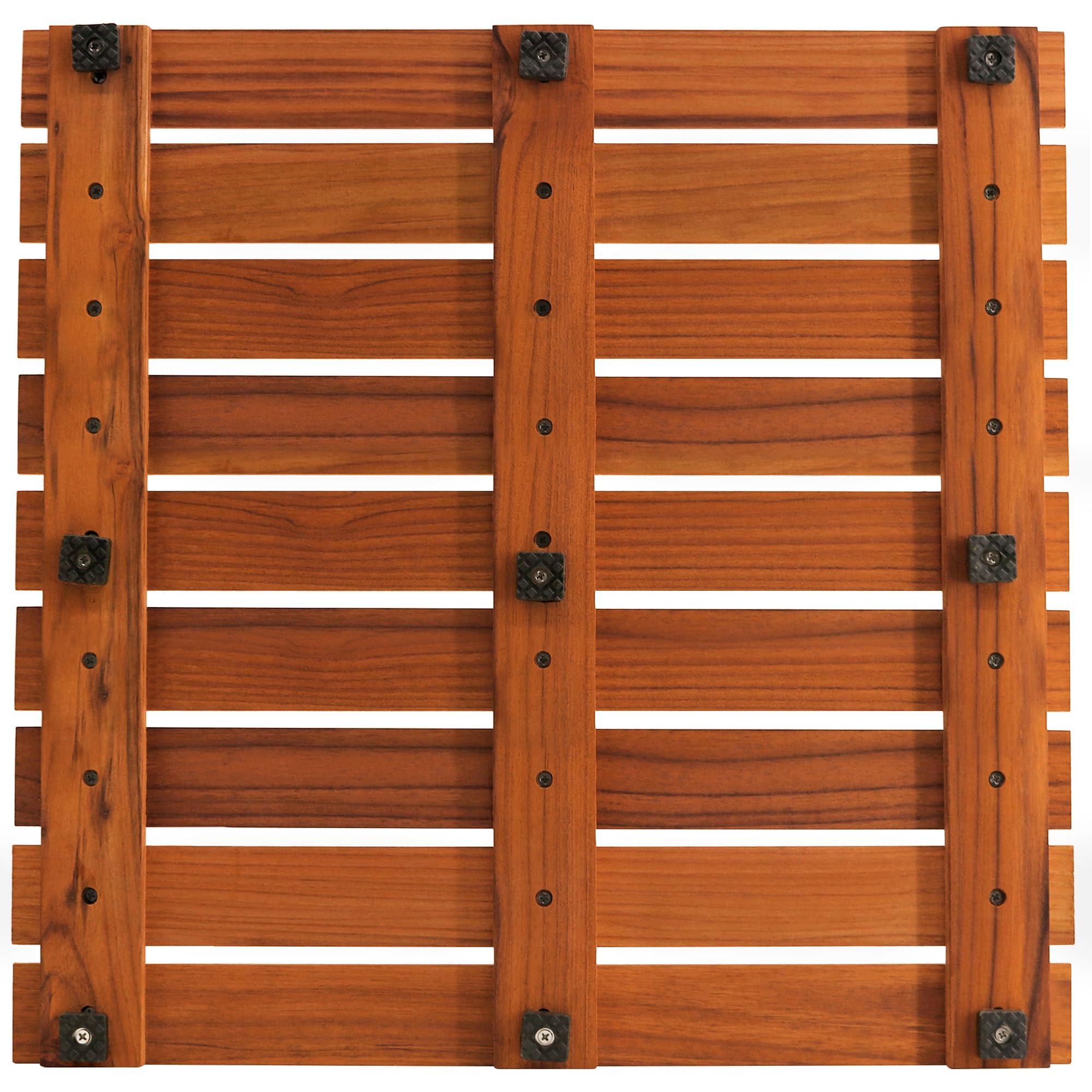 VaeFae Teak Shower Mat, Non-Slip Bath Mat, Luxury Spa Mat, Wooden Mat for Bathtub, 50.8 x 50.8 cm