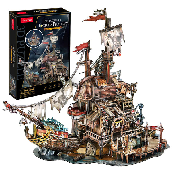 CubicFun LED Pirates of the Caribbean Flying Dutchman Model Kits for Adults to Build 3D Jigsaw Puzzles Ship Model Building Gifts for Adults Kids Girls Boys - 360 Pieces