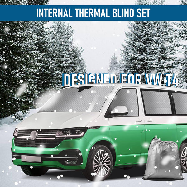 MaxAwe 8Pcs Internal Thermal Blind Set Fits for VW T5/T6 LWB, Luxury Sunshade Wrap Cover Kit, Window Front Screen Cover, Summer Uv Sun Blind & Winter Insulation Cover for VW Campervans & Motorhome