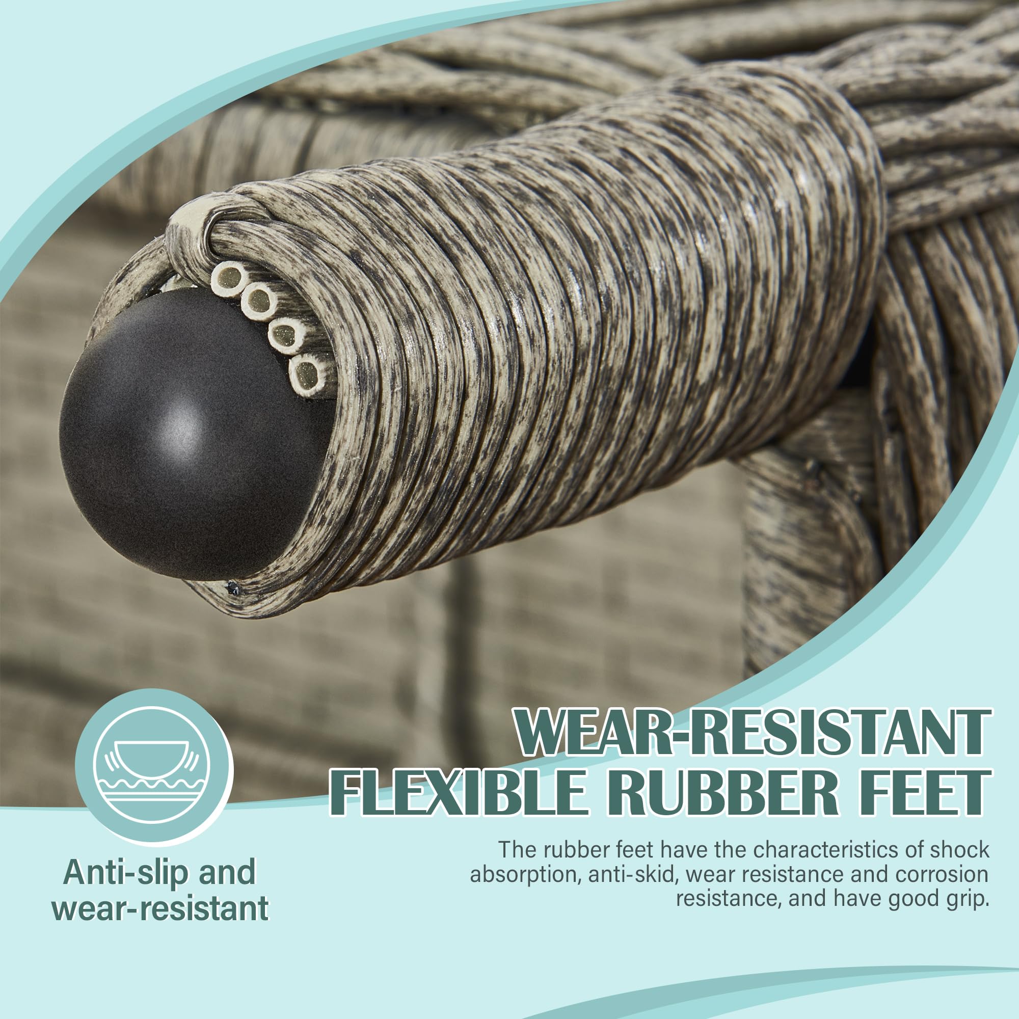 AOUXIN 3 Pieces Rattan garden furniture Patio Furniture Sets All Weather Outdoor Sectional Patio Sofa Manual Weaving Wicker Rattan Corner Sofa with Grey Cushions and Glass Table