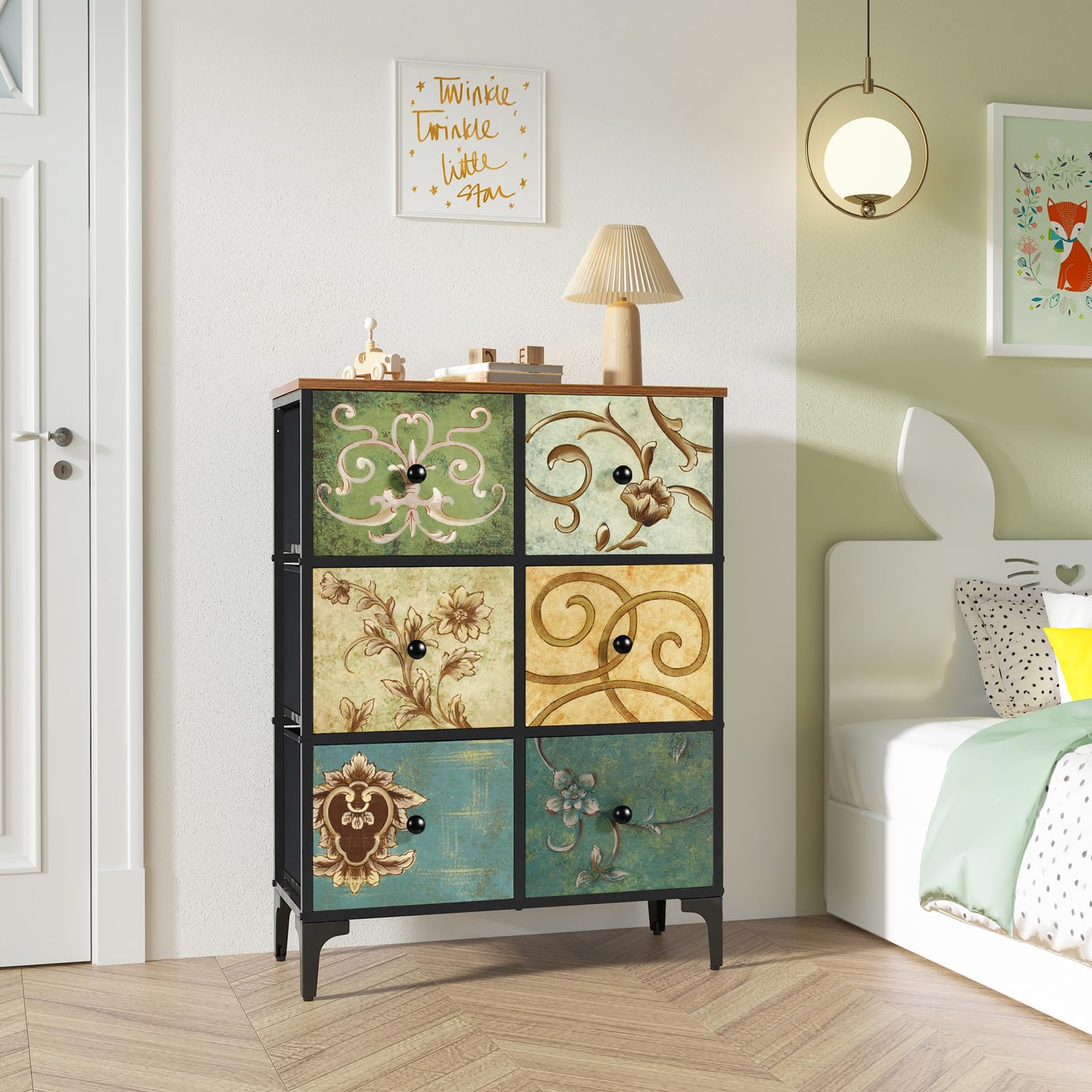 LYNCOHOME Chest of Drawers, 6 Drawer Fabric Bedroom Dresser Storage Drawrs, Storage Organizer Unit for Bedroom, Living Room, Entryway, Nursery