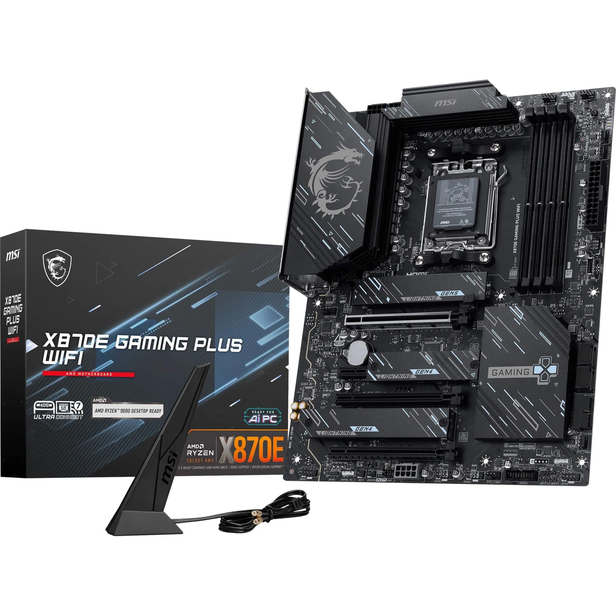 MSI X670E GAMING PLUS WIFI Motherboard, ATX - Supports AMD Ryzen 9000 / 8000 / 7000 Series Processors, AM5 - 80A SPS VRM, DDR5 Memory Boost 7800+ MHz/OC, PCIe 5.0 x16, M.2 Gen5, Wi-Fi 6E