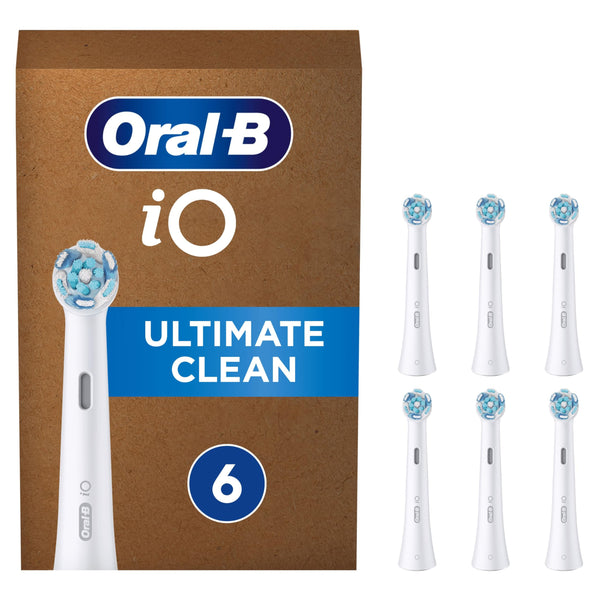 Oral-B iO Ultimate Clean ORIGINAL Electric Toothbrush Head, Oral B Electric Toothbrush Heads, Twisted & Angled Bristles for Deeper Plaque Removal, Pack of 8, Suitable for Mailbox, White