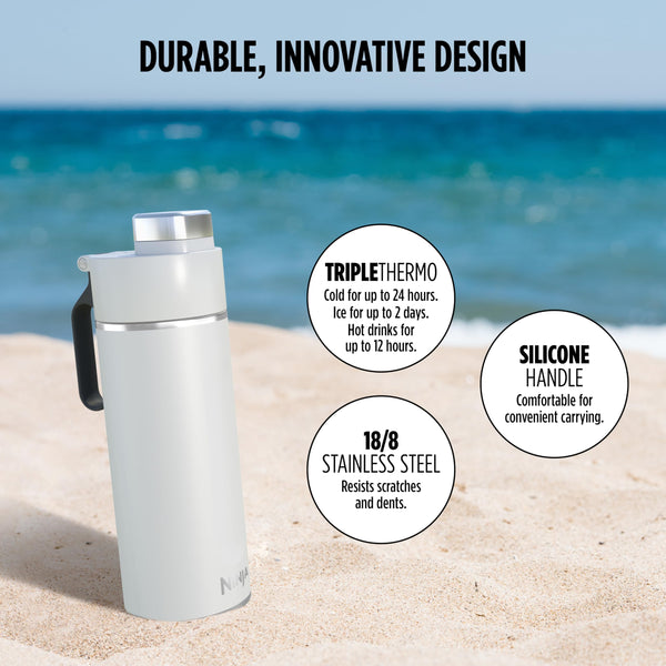 Ninja Thirsti Water Bottle and Flask 709 ML With Leak-Proof Lid, Designed For Carbonated, Hot & Cold Drinks, Ideal For Travel & Sports, Triple Insulated, Stainless Steel Bottle, Black, DW2401EUUKBK