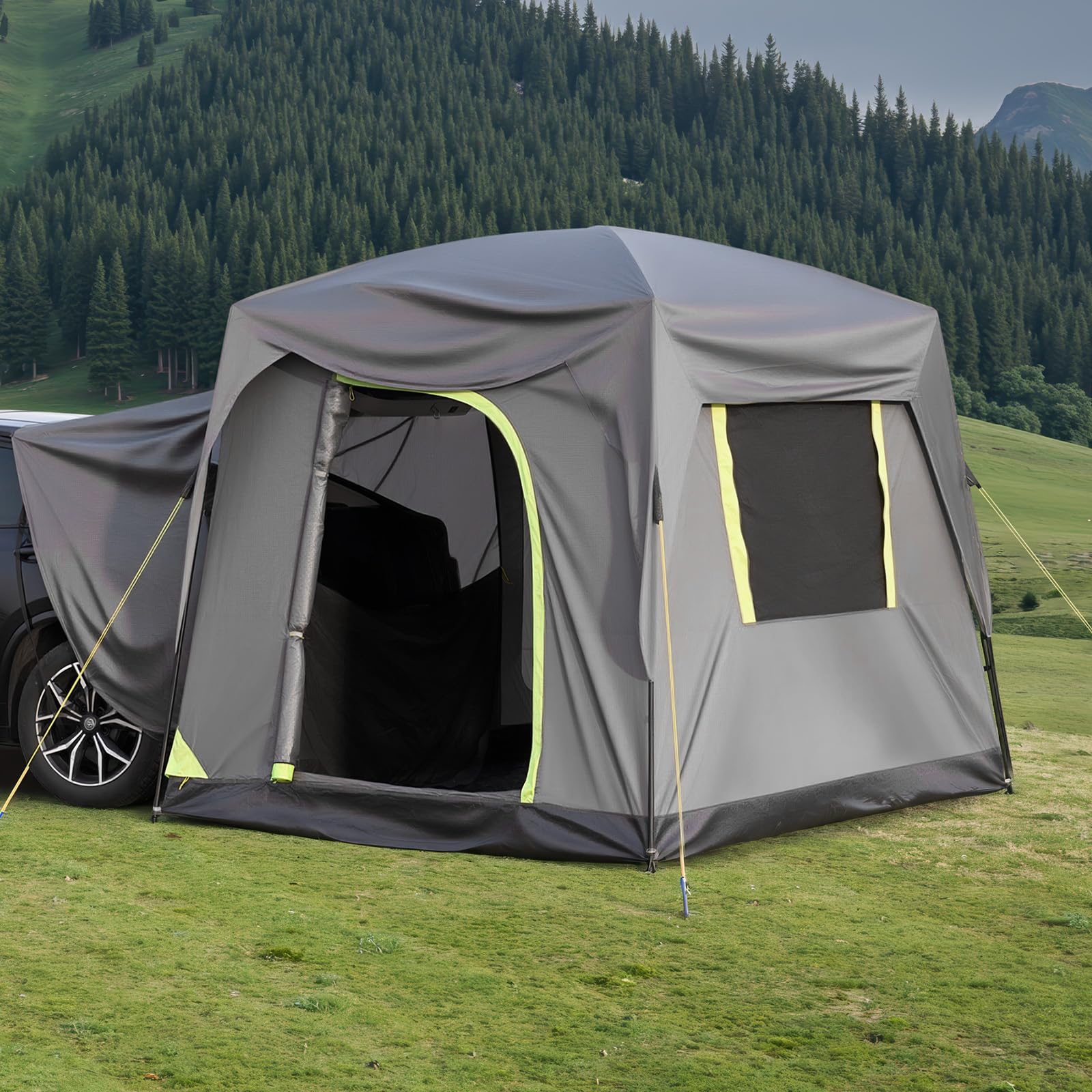 VEVOR Waterproof PU2000mm Spacious Double Layer Design, SUV Camping Tent with Shade Awning and Mesh Windows, Includes Rainfly and Storage Bag
