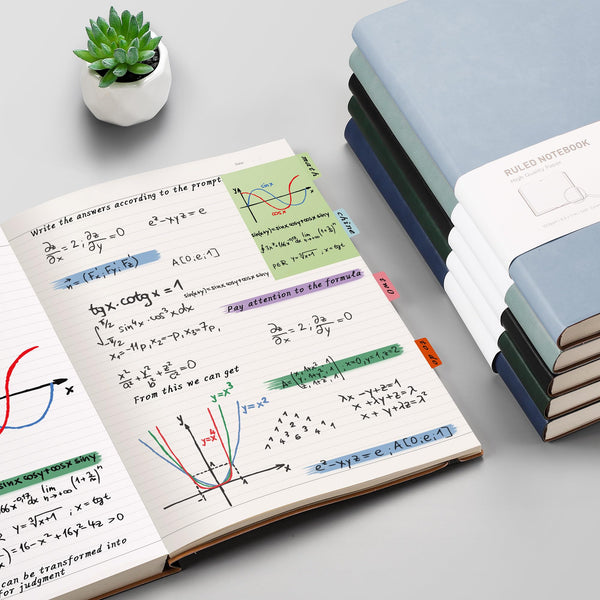 RETTACY Lined Journal Notebook - A5 Note Book Hardcover Thick Notepad 320 Numbered Pages for Writing,100gsm Lined Paper, Leather Hardcover, for Women Men Work Office School,14.5 x 21cm - Black