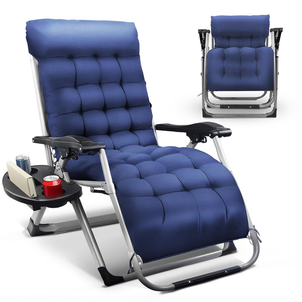 KEPLIN Square Tube Gravity Chair with Cushion – Extra-Wide 72cm Recliner, Adjustable Zero Gravity Lounger, Reinforced Frame, Supports 150kg, Premium Comfort for Indoor & Outdoor Relaxation – Black