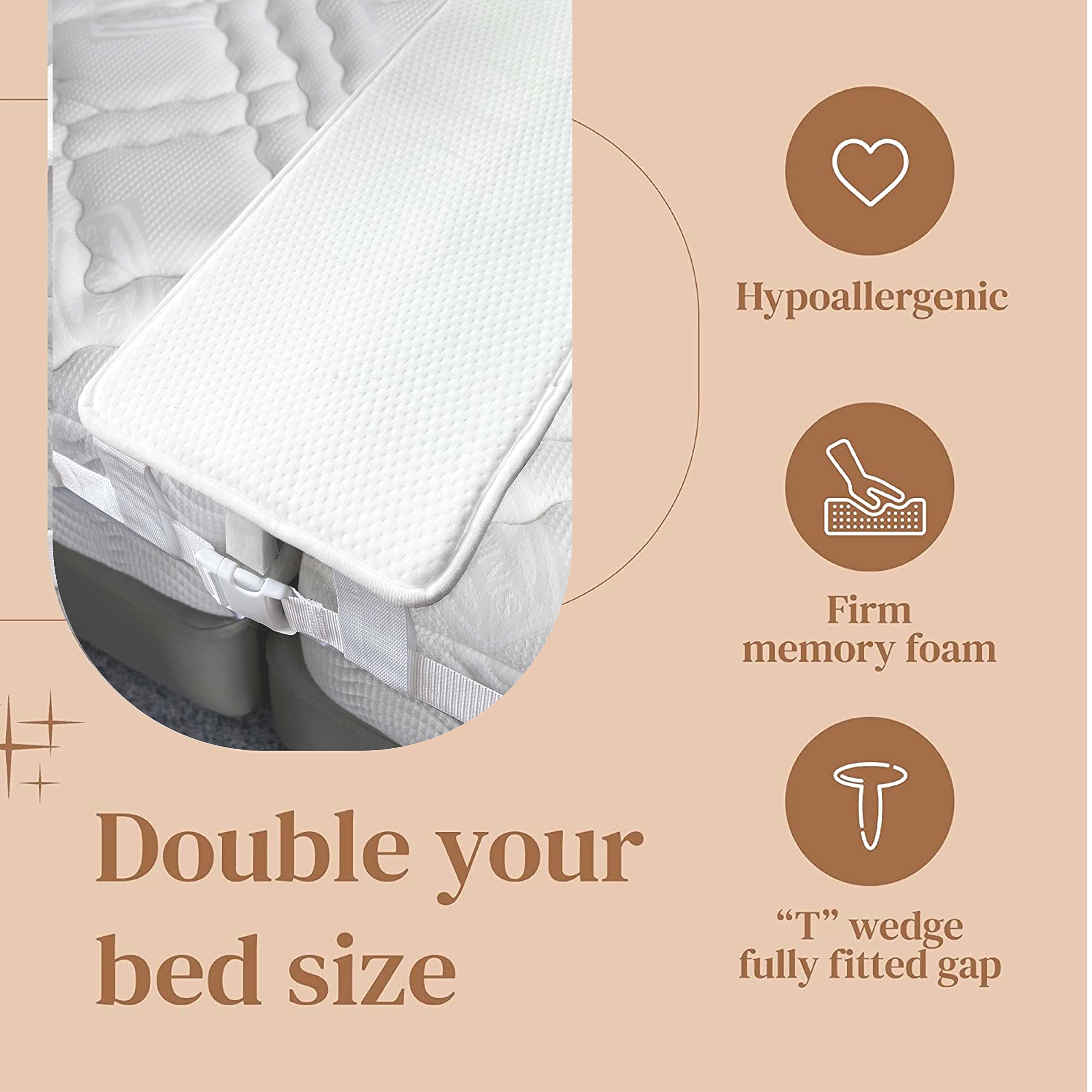 FeelAtHome 12 Inch Wide Bed Bridge Twin to King Converter Kit - Twin Bed Connector King Maker - Bed Gap Filler to Make Twin Beds Into King - Mattress