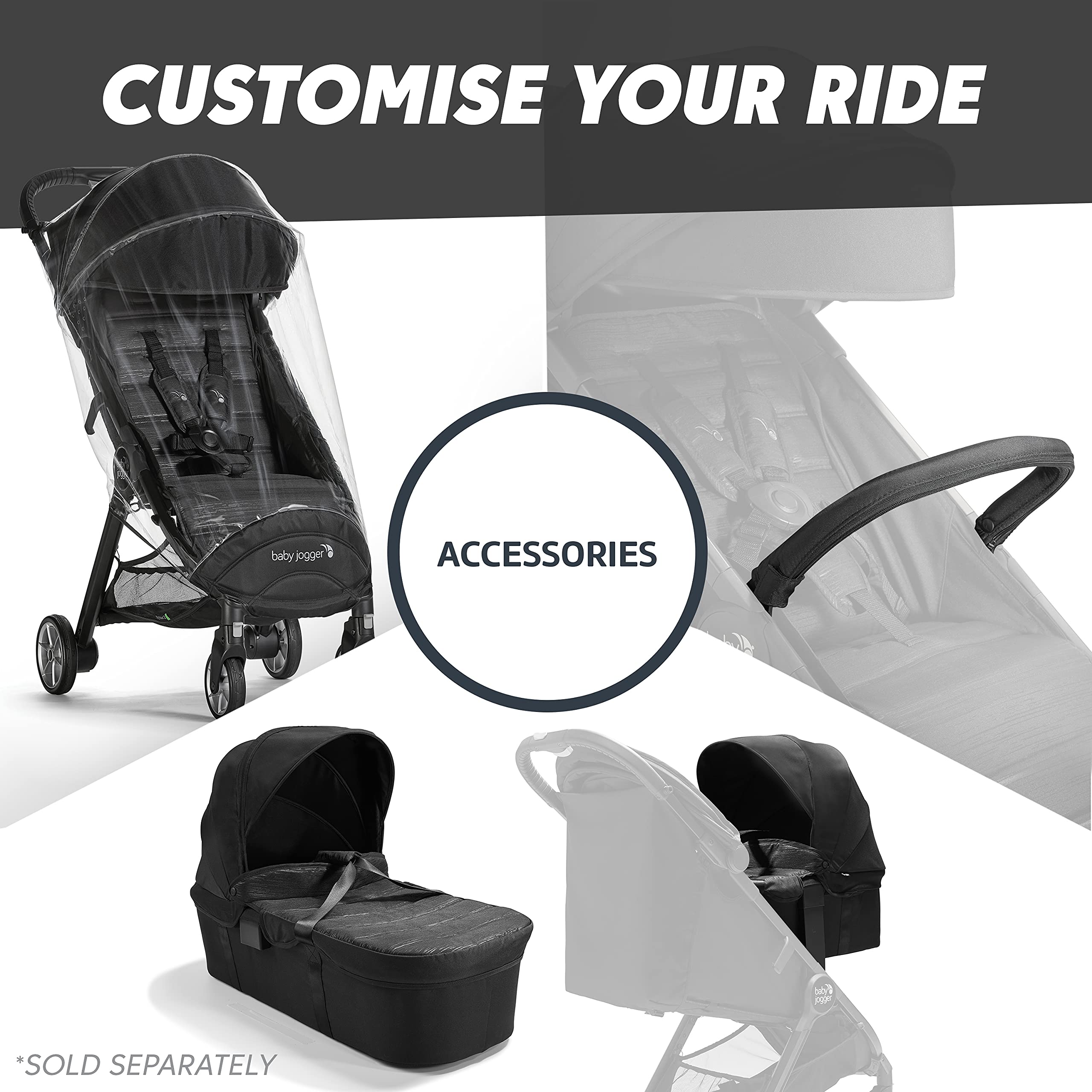 Baby Jogger City Tour 2 Travel Stroller | Ultra-Lightweight, Foldable & Compact Pushchair Buggy | Shadow Grey