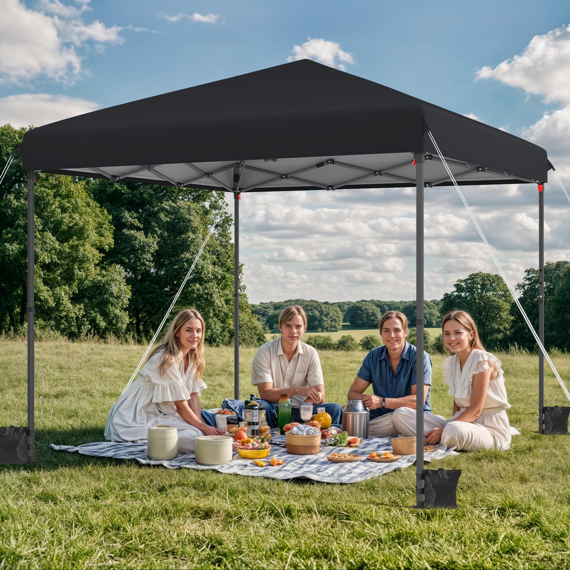 YITAHOME 3x3M Outdoor Pop Up Gazebo with Sides and Windows, Waterproof Folding Garden Canopy All Seasons Camping Gazebo Anti-UV with Adjustable Height Stakes Rope Carry & Weight Bags for Party Event