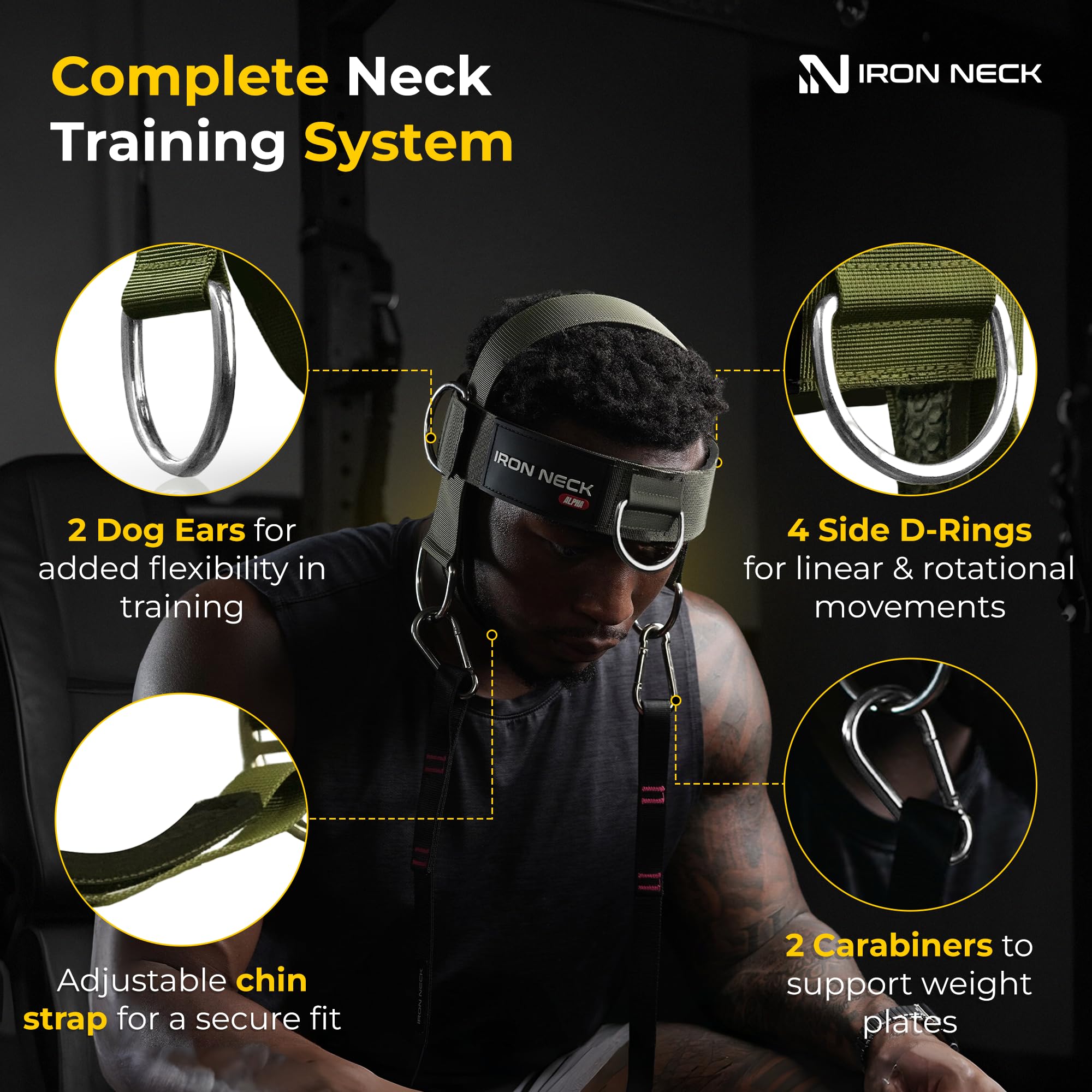 Iron Neck Alpha Harness - Advanced Adjustable Head and Chin Strap - Ultimate Neck Trainer for Home and Gym