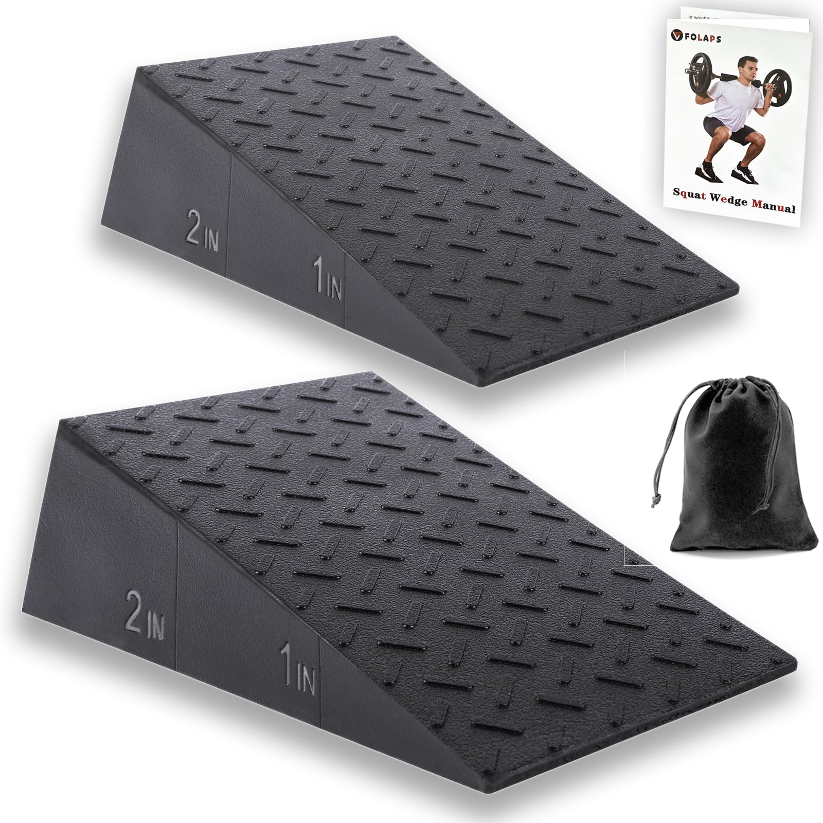 Squat Wedge Block for Heel Elevated Squat Weightlifting 2PCS Non-Slip Slant Board for Squats Large Squat Blocks Calf Stretcher Improve Mobility