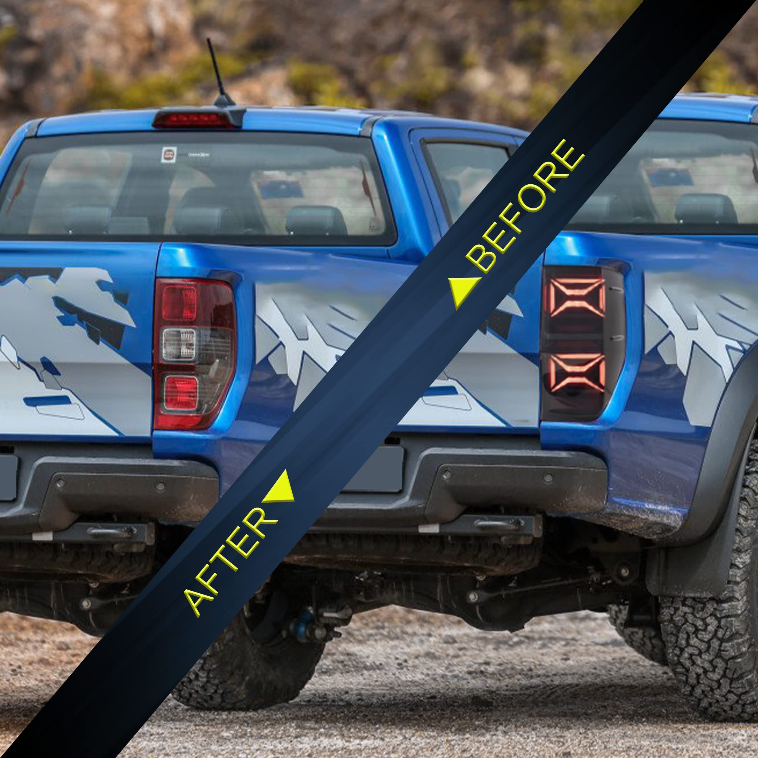 VLAND LED Tail Lights Compatible with Ford Ranger T6 2012-2018, Rear Light with Sequential Turn Signal, w/Dynamic Animation DRL, Smoked