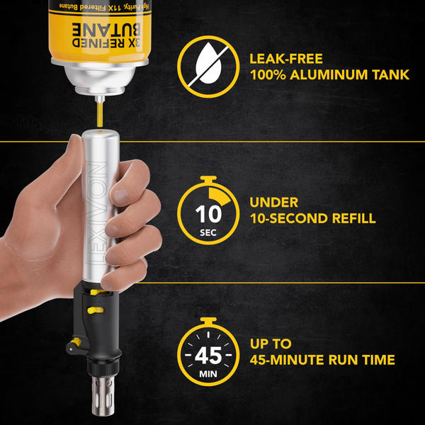 LEXIVON Butane Soldering Iron Multi-Purpose Kit | Cordless Self-Igniting Adjustable Flame 7-Tip Set | Pro-Grade (LX-770)