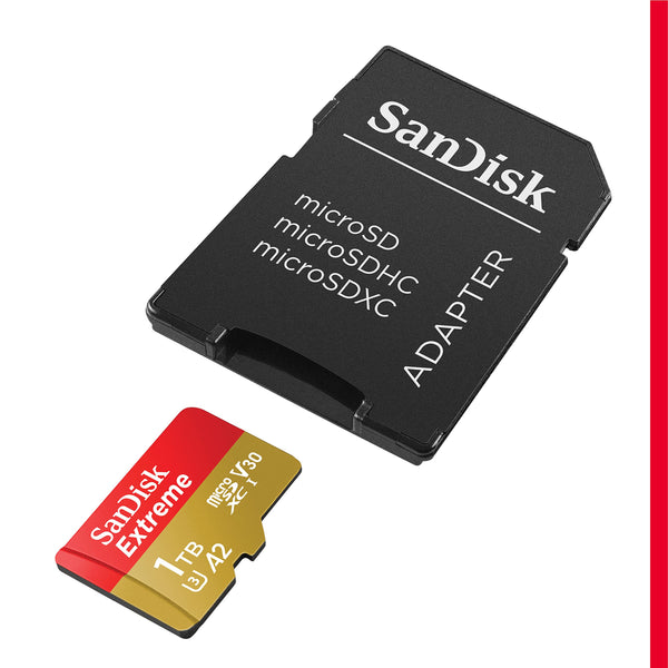 SanDisk 128GB Extreme microSDXC card +SD adapter, microSD card for smartphones, action cameras, drones, V30, up to 190 MB/s, SanDisk QuickFlow Technology, RescuePro Deluxe, UHS-I, 4k, V30, A2, U3