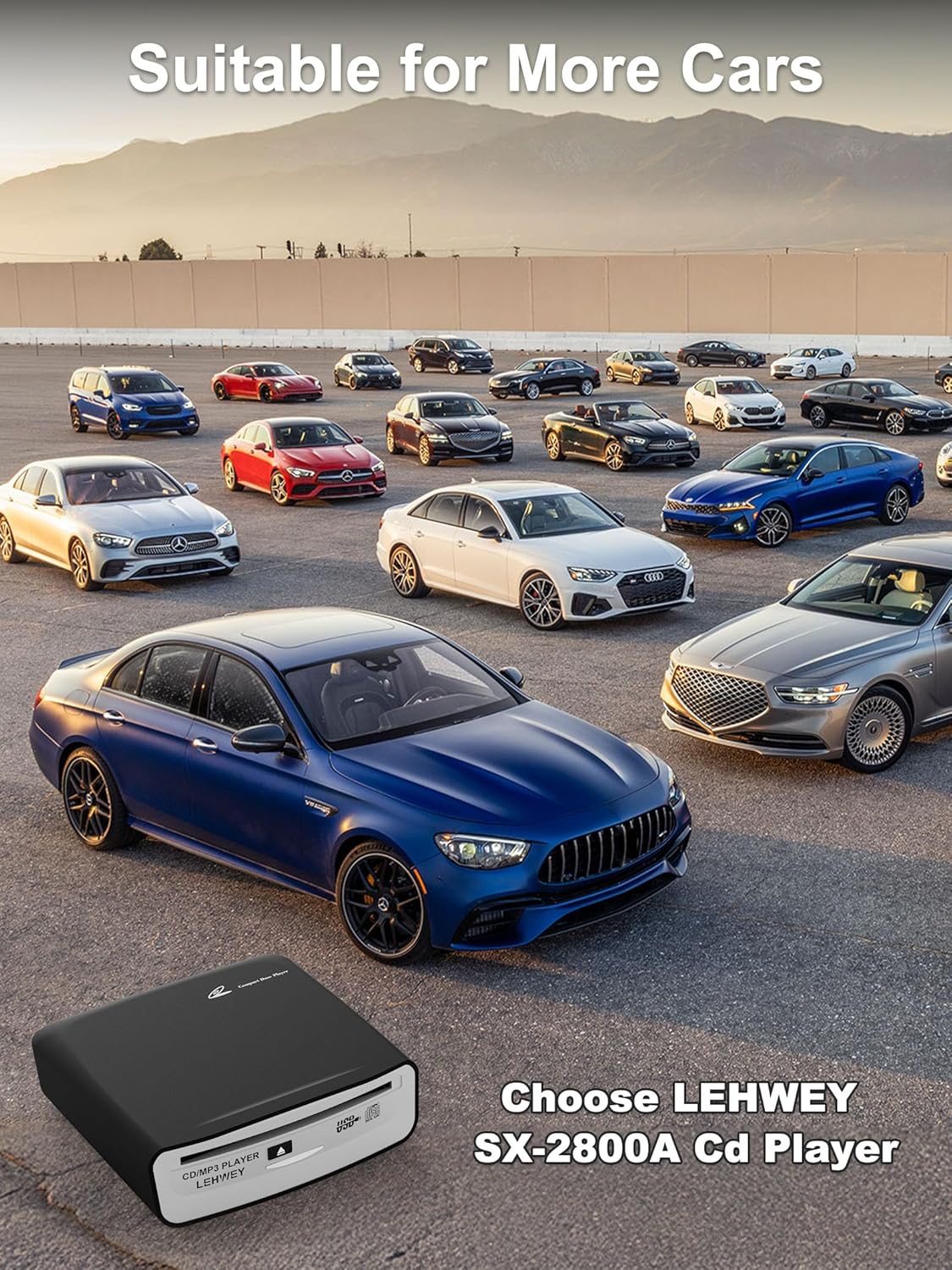 External Universal CD Player for Car - LEHWEY Portable CD Player with Extra USB Extension Cable, Plugs into Car USB Port, Laptop, TV, Mac, Computer, for Android 4.4 and Above Navigation