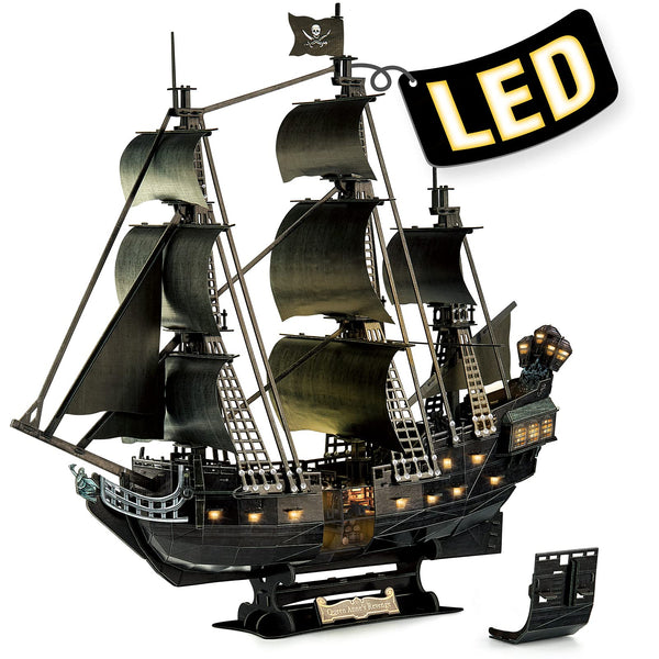 CubicFun LED Pirates of the Caribbean Flying Dutchman Model Kits for Adults to Build 3D Jigsaw Puzzles Ship Model Building Gifts for Adults Kids Girls Boys - 360 Pieces