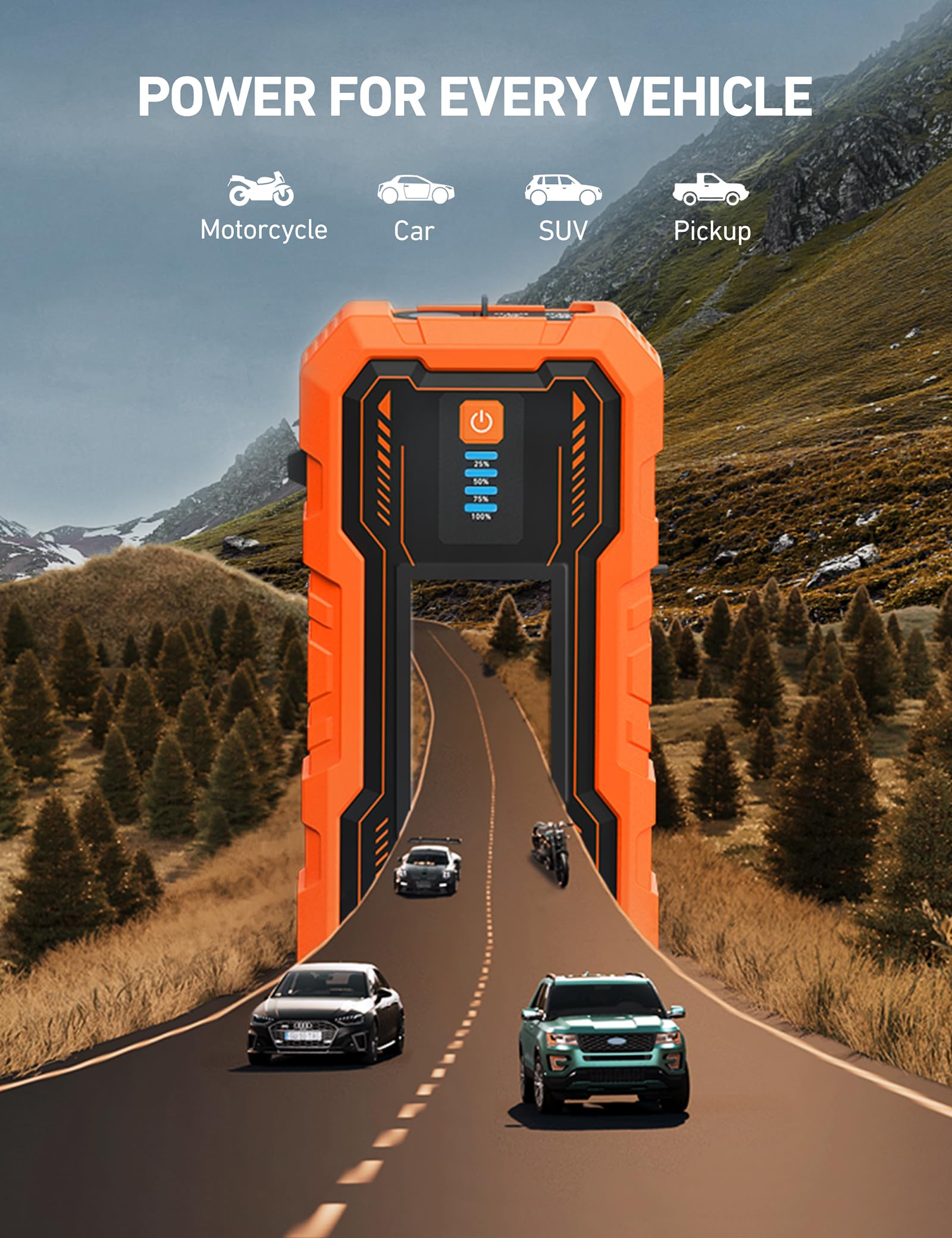 AstroAI S8 Pro 3000A Car Battery Booster Jump Starter Power Pack & Portable Car Jump Starter Power Bank for 12V Vehicles (9.0L Petrol / 7.0L Diesel), with Smart Jumper & LED Torch