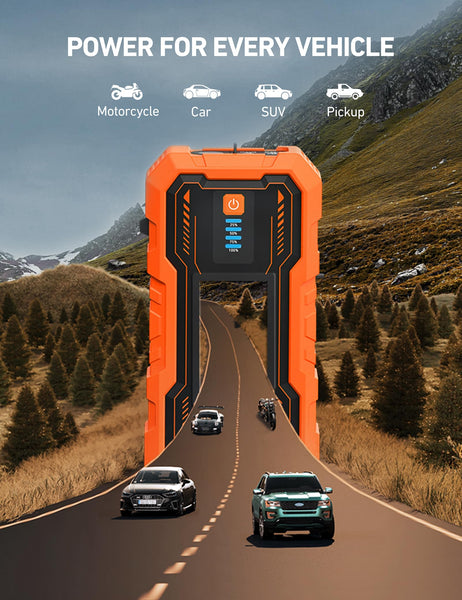 AstroAI S8 Pro 3000A Car Battery Booster Jump Starter Power Pack & Portable Car Jump Starter Power Bank for 12V Vehicles (9.0L Petrol / 7.0L Diesel), with Smart Jumper & LED Torch