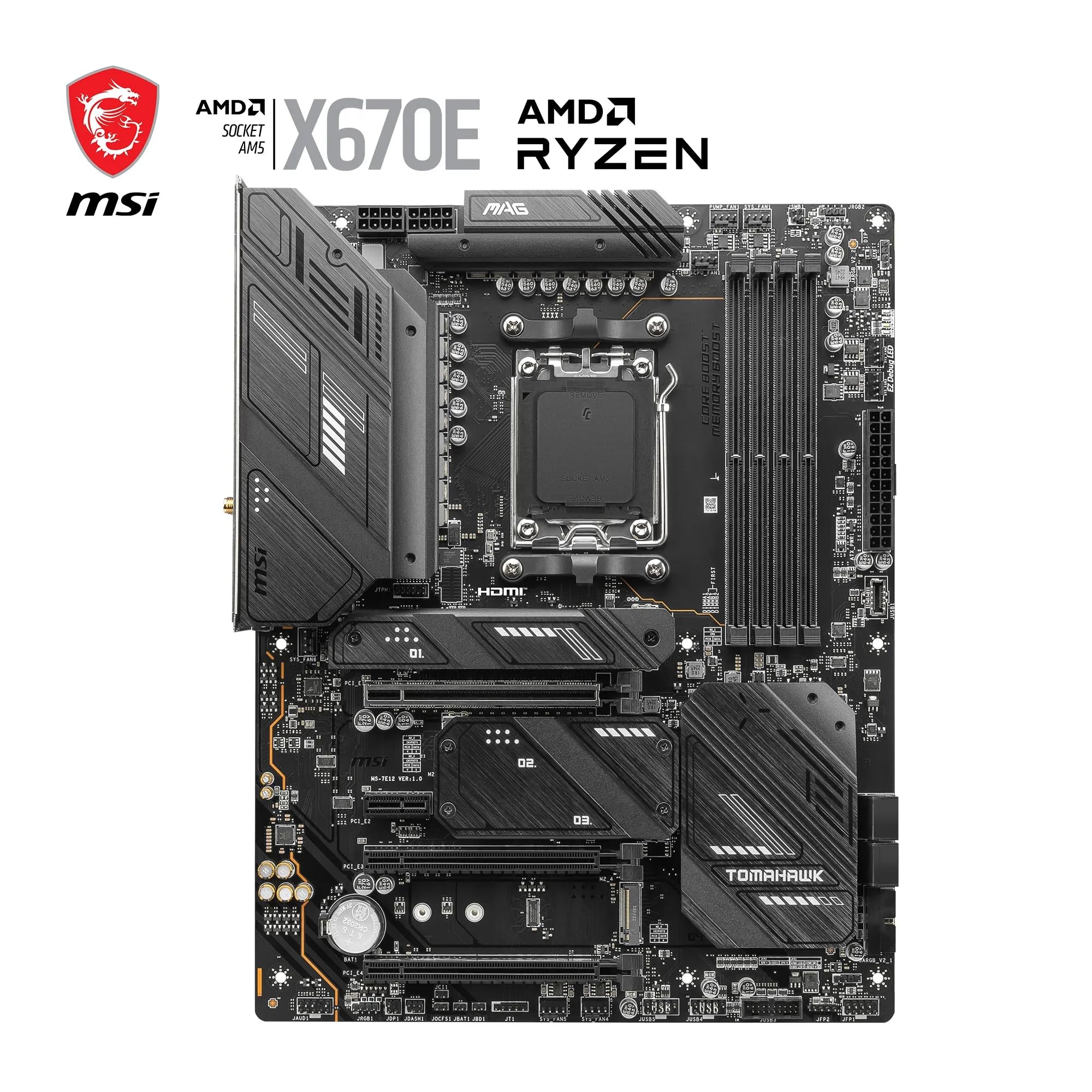 MSI X670E GAMING PLUS WIFI Motherboard, ATX - Supports AMD Ryzen 9000 / 8000 / 7000 Series Processors, AM5 - 80A SPS VRM, DDR5 Memory Boost 7800+ MHz/OC, PCIe 5.0 x16, M.2 Gen5, Wi-Fi 6E