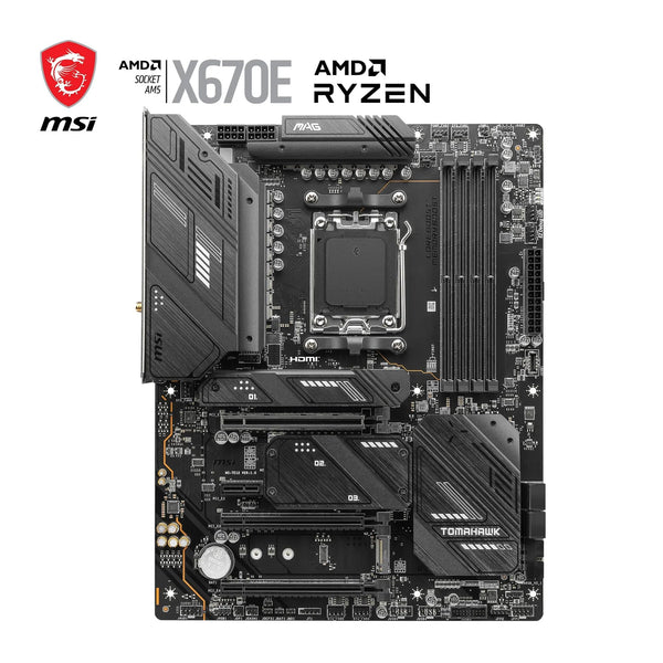 MSI X670E GAMING PLUS WIFI Motherboard, ATX - Supports AMD Ryzen 9000 / 8000 / 7000 Series Processors, AM5 - 80A SPS VRM, DDR5 Memory Boost 7800+ MHz/OC, PCIe 5.0 x16, M.2 Gen5, Wi-Fi 6E