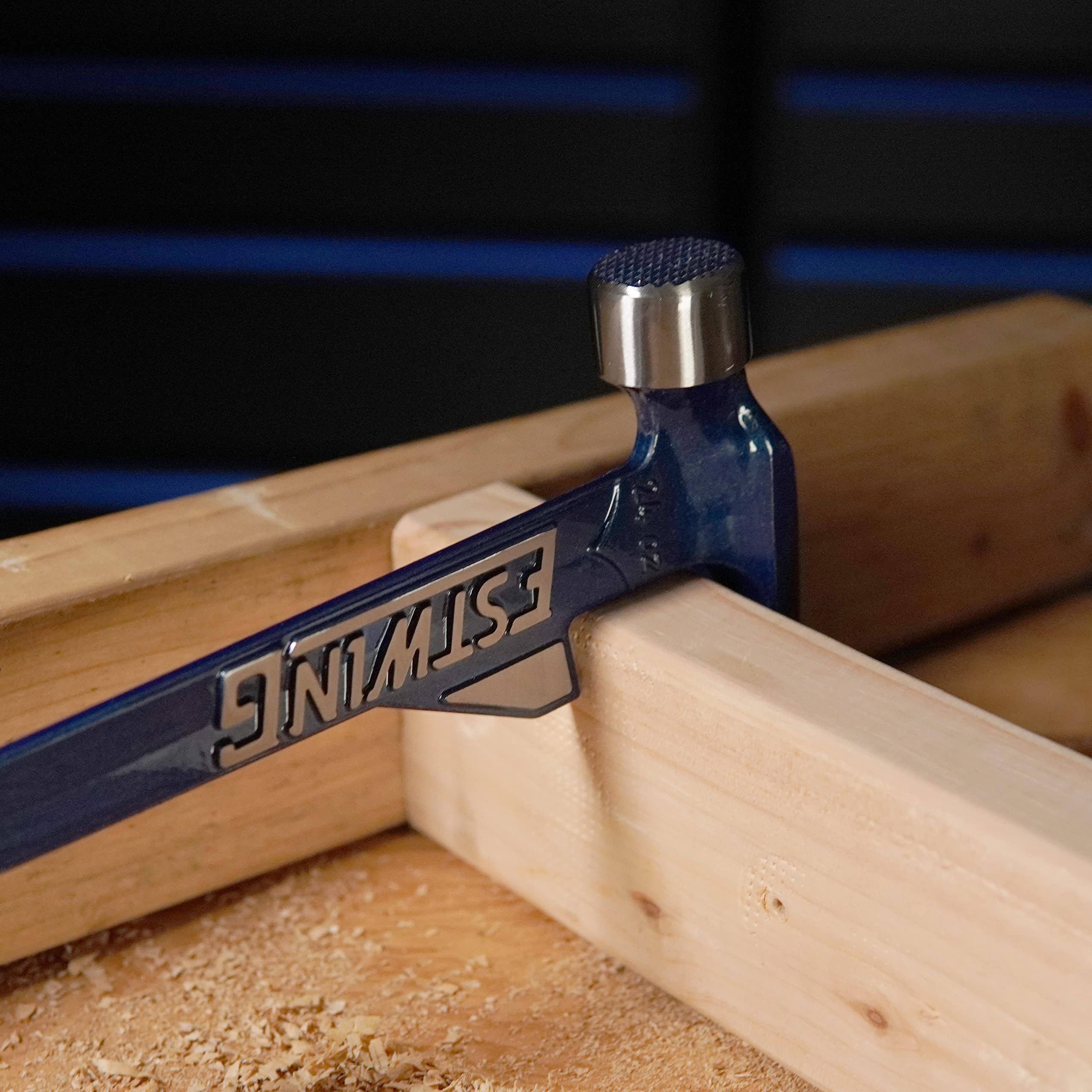 Estwing E6-24TM 24oz 16-inch Milled Face Hammertooth Hammer with Vinyl Shock Reduction Grip, Blue
