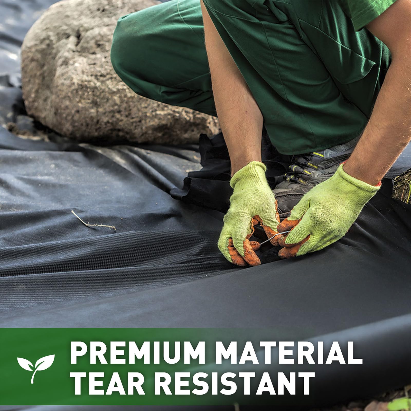 HOOPLE Premium Pro Garden Weed Barrier. Landscape Fabric, Weeds Control 32" by 180' Black