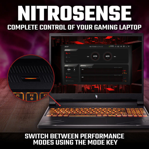 Acer Nitro V16 ANV16-41 Gaming Laptop - AMD Ryzen 7 8845HS, 16GB, 1TB SSD, NVIDIA GeForce RTX 4060, 16" WUXGA 165Hz, Windows 11 , Black