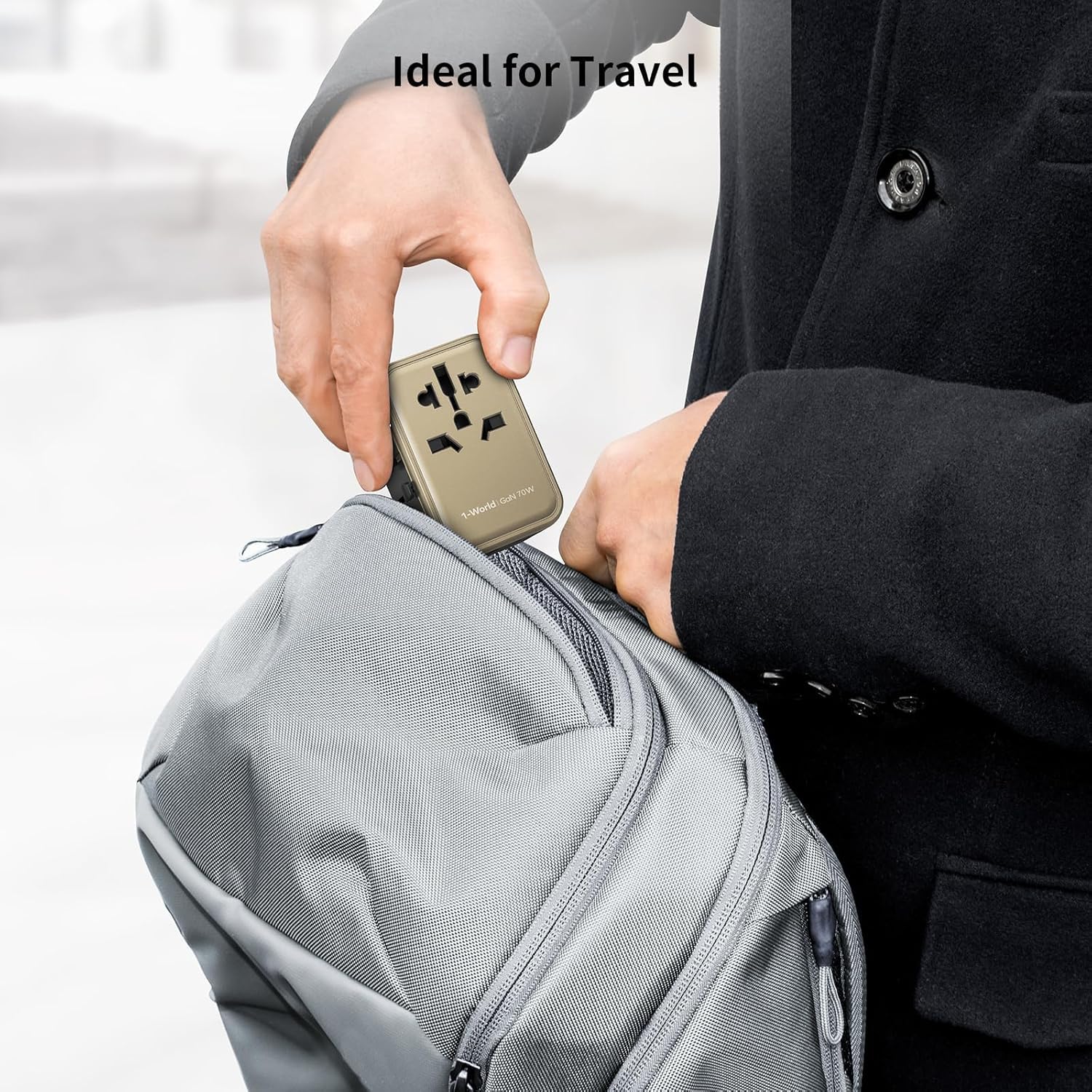 MOMAX Universal Travel Adapter,70W GaN Travel Plug Adapter with UK/EU/AU/US Plugs, 3USB-C PD & 2USB-A QC International Adapter Charger, Adapter Plug for Laptops Phones Vision Pro 1-World-Purple