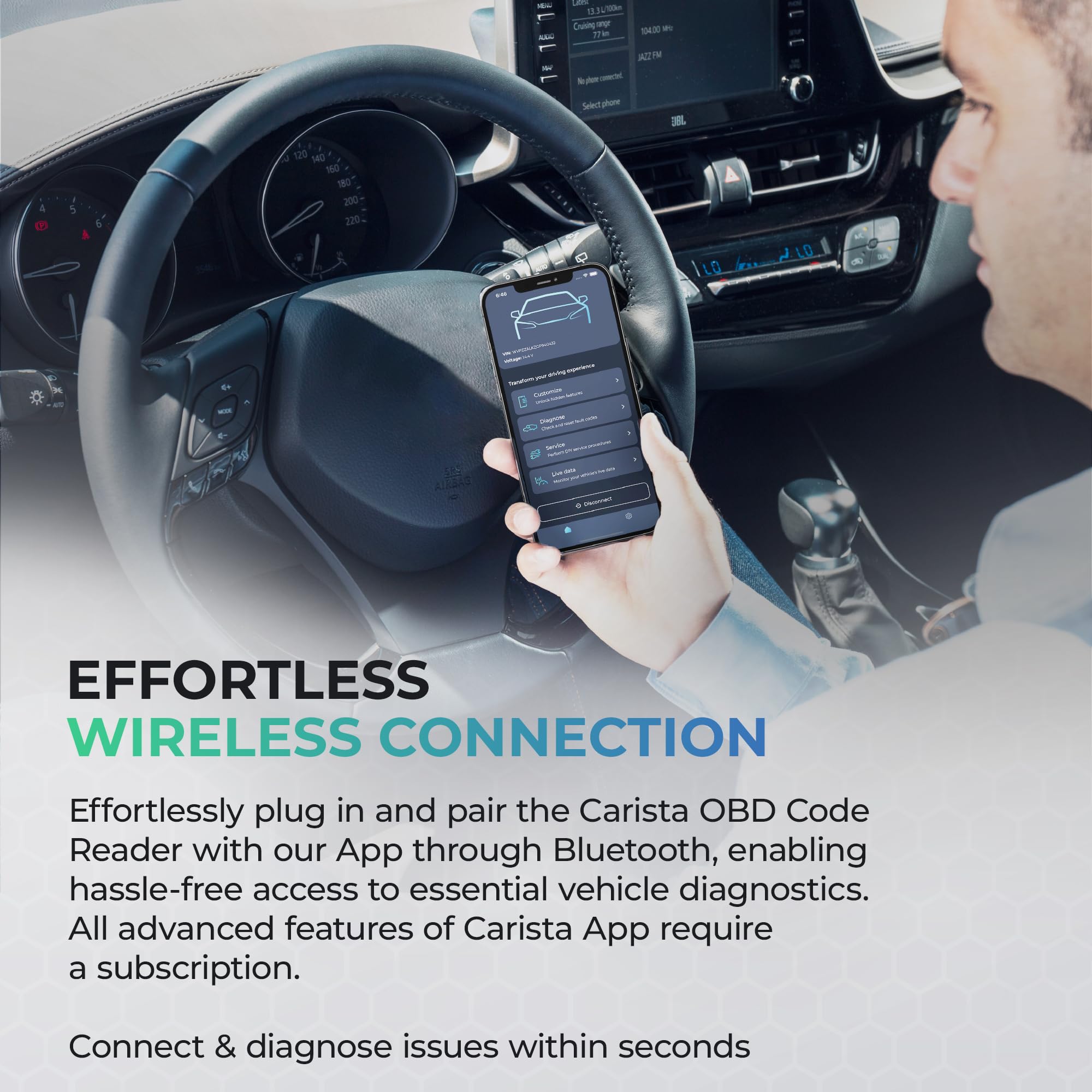 Carista EVO - Bluetooth OBD2 Scanner - Car Scanner Diagnostic Tool and Code Reader with Access to Diagnostics, Customizations, Service Tools, and Live Data