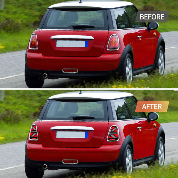 VLAND LED Rear Lights Compatible with Mini Cooper R56 R57 R58 R59 2007-2013, w/Startup Dynamic Display & Sequential Turn Indicator, 1 Set (Red)