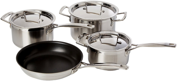 Le Creuset 3-Ply Stainless Steel Cookware Set, 5 Pieces , Silver, 96209400001000