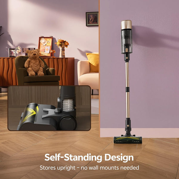 Ultenic U15 Cordless Vacuum Cleaner 50000Pa/65Min Runtime, Anti-tangle Brush with GreenEye Technology, Self Standing Stick Vacuum, Telescopic Tube, Ideal for All Floors, Carpet & Pet Hair
