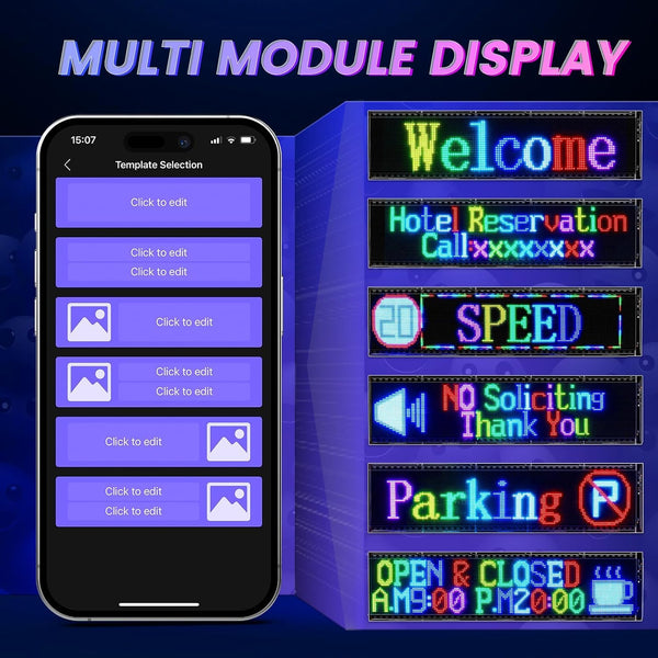 Qnoavve Bluetooth App Control LED Sign, 14.6"x3.6" Devil Eyes Car Lights, Flexible USB 5V LED Car Sign, Programmable Customizable Display Panel, Scrolling Message Board for Store Bar Hotel Party