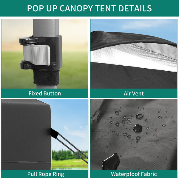 YITAHOME 2.5x2.5M Instant Heavy Duty Pop Up Gazebo, Waterproof Folding Garden Camping Party Tent Canopy Marquee with Roller Bag for Patio Markets Beach