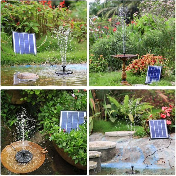 6.5W Solar Water Fountain, Built-in 1500 mAh Battery, Upgraded Solar Pond Pump, Water Pump, Solar Floating Fountain Pump with 6 Fountain Styles for Garden, Bird Bath, Pond and Fish Container