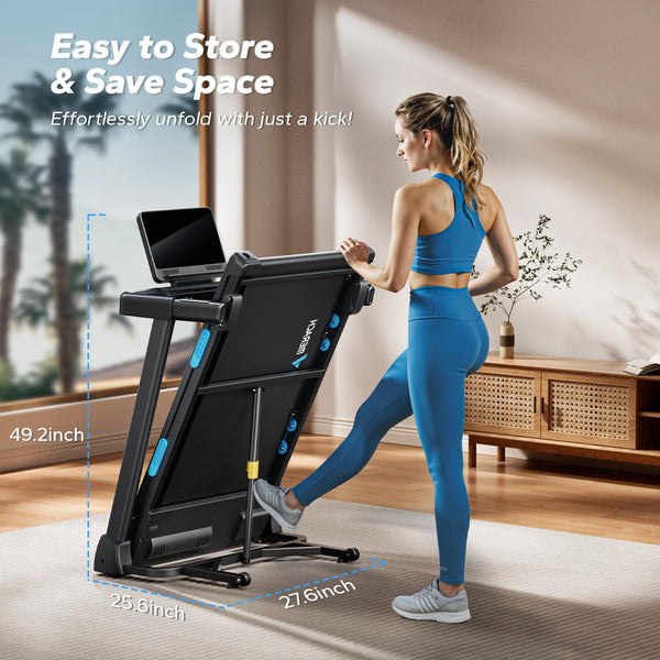 MERACH Foldable Treadmill with Incline, Treadmills for Home for Heavy People, 0.8-12 km/H Walking Pad Treadmill for Home & Office, Save Space, LED Display & Fitness App