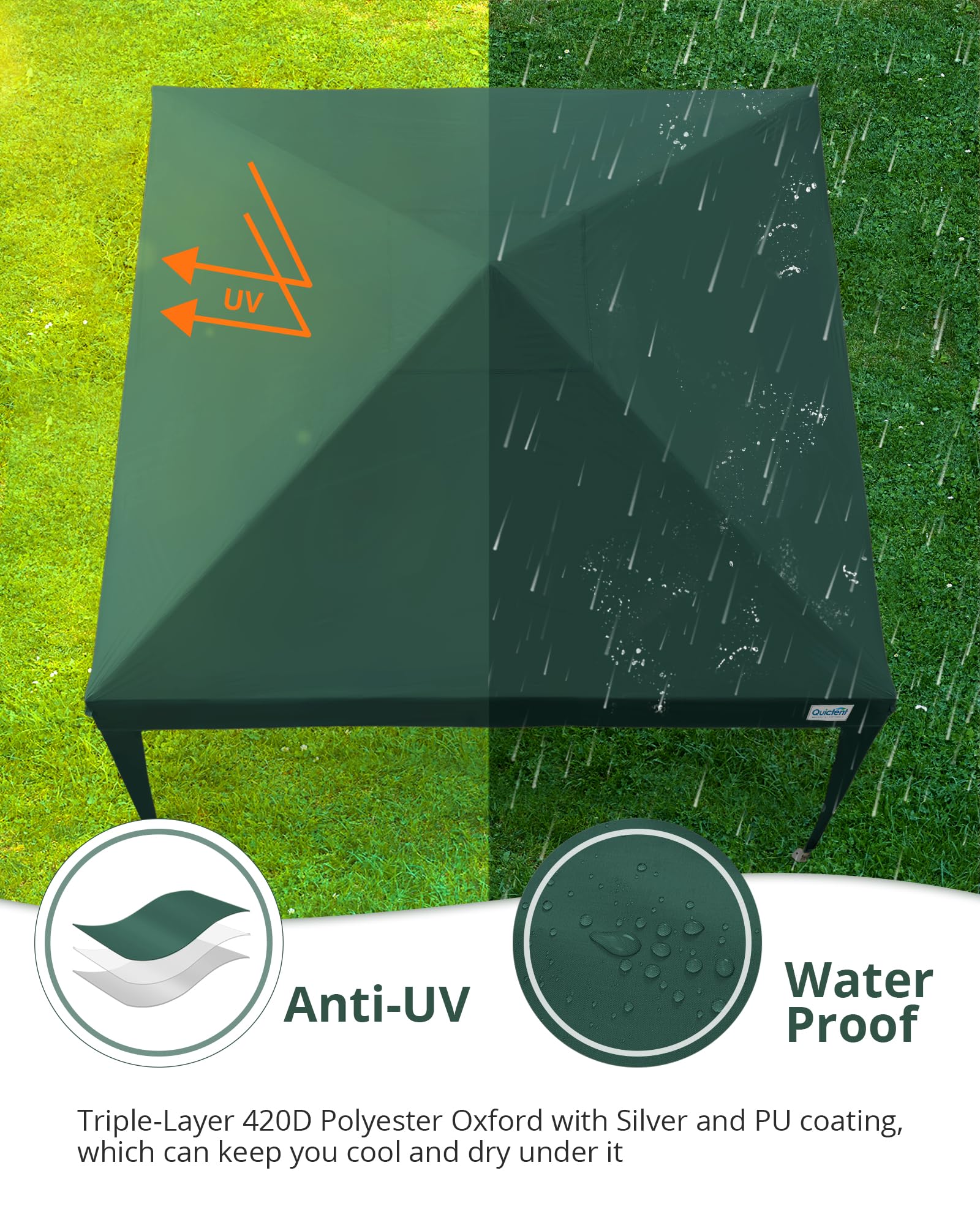 Quictent Pop Up Canopy Gazebo with Removable Sidewalls, Adjustable Height Event Shelter, 3x3m (10x10ft) Portable Tent for Garden Party, Camping, White