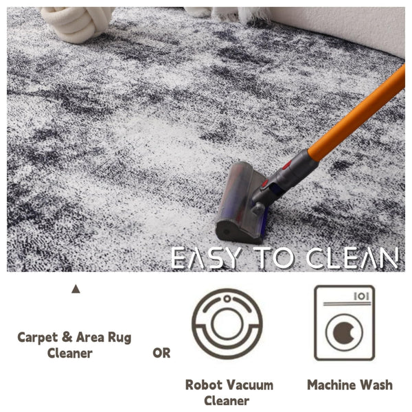 COOUS Washable Rugs for Living Room - Ultra Soft Area Rugs, Short Pile Non-Slip Non-Shedding Abstract Carpet, Stain Resistant Faux Wool Rugs for
