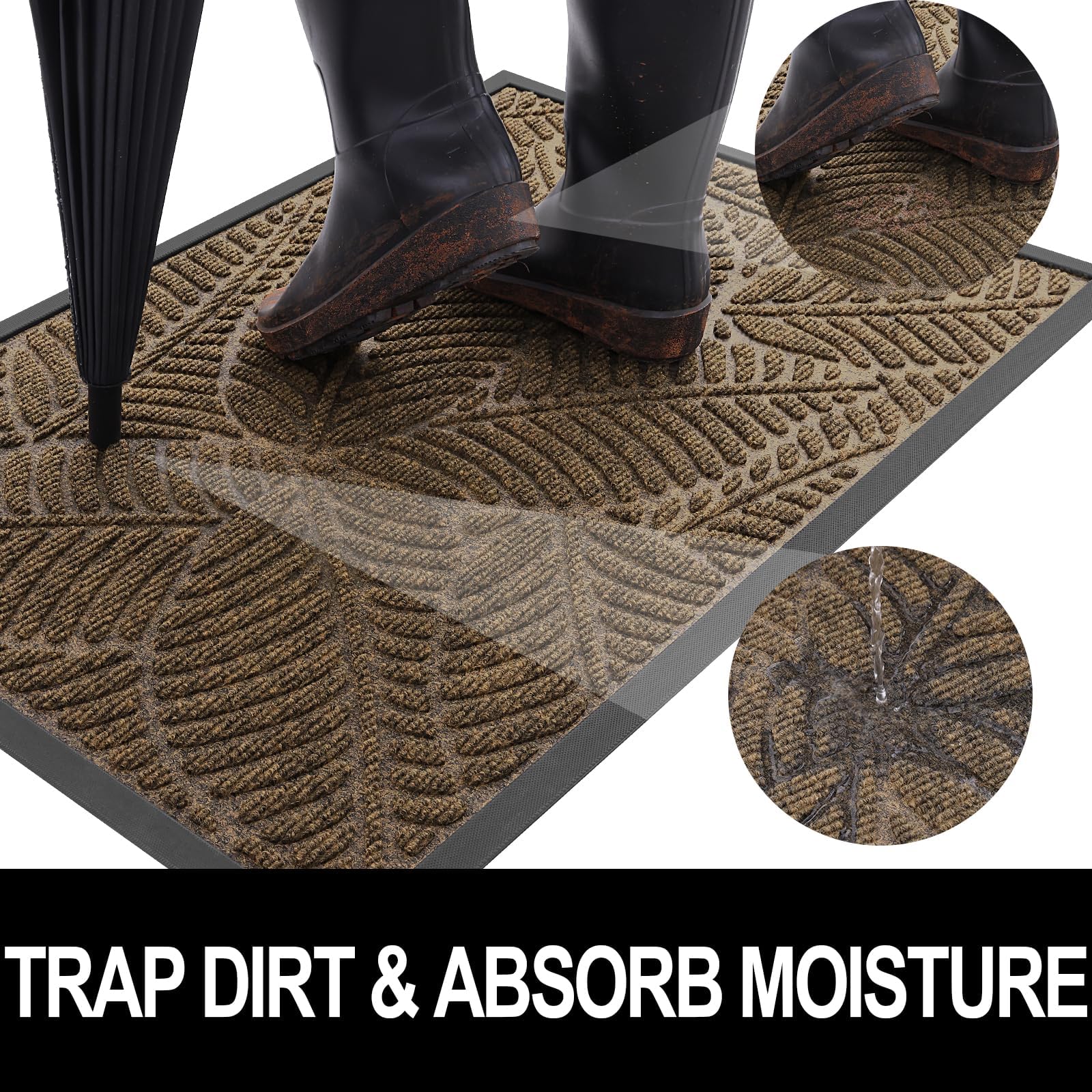 Homaxy Door Mats Indoor Outdoor, Heavy Duty Rubber Dirt Trapper Doormats, Non Slip Waterproof Floor Mat, Easy Clean Door Matt for Front Door, Entrance