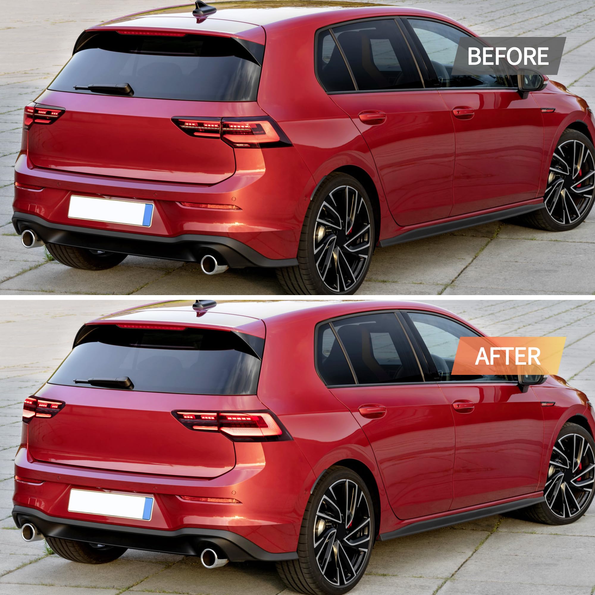 VLAND LED Rear Lights compatible with Golf MK8 Golf 8 2020-2023, w/Amber Sequential Indicator, Driver & Passenger Side - Smoked