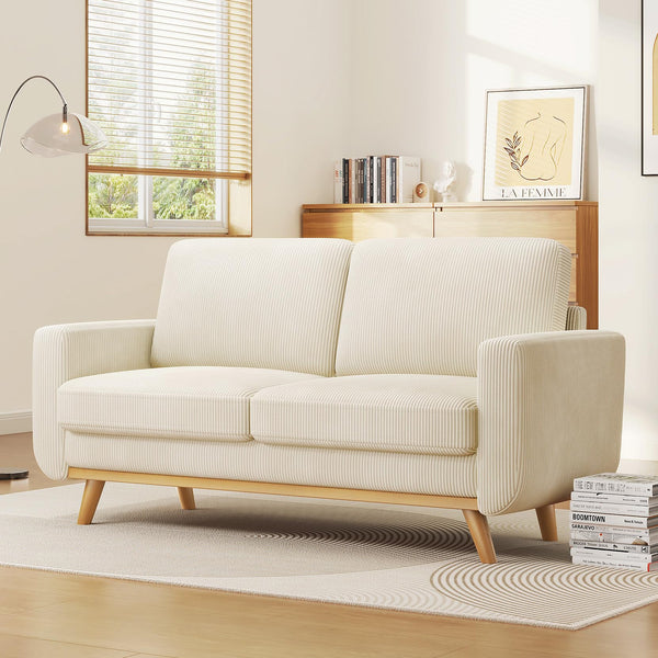 Vesgantti 172cm Loveseat Sofa Green, Comfy Corduroy Couch with Spring Cushion, 2 Seater Sofa with Solid Wood, Sofa Couch with Deep Seat, Sofa for Bedroom, Loveseat for Living Room, Green Office Couch