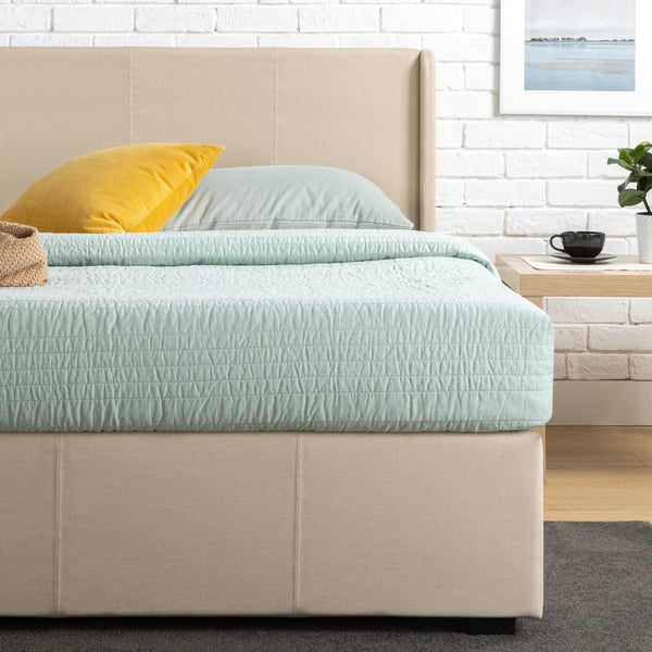 Zinus Maddon Double Bed frame - Bed 135x190 cm - 31 cm Height with Underbed Storage - Upholstered Platform Bed frame - Black