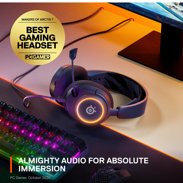 SteelSeries Arctis Nova 3 - USB-C Gaming Headset for PC, PS4, PS5 & Switch - RGB Lights - Hi-Fi Drivers - 360° Spatial Audio - AirWeave Memory Foam Earcups - Super Lightweight - ClearCast Gen 2 Mic